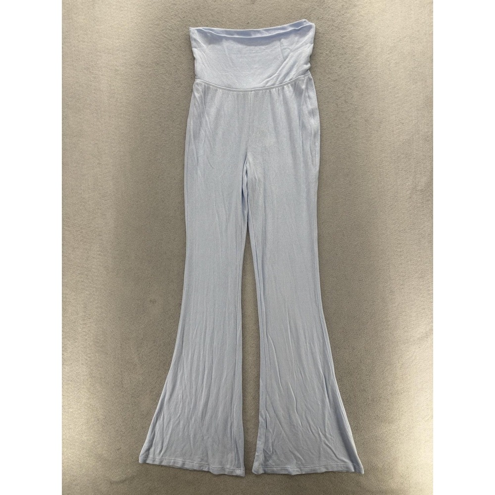 Aerie Real Soft Lounge Pants Womens XS Blue Lightweight Wide Leg Foldover Waist